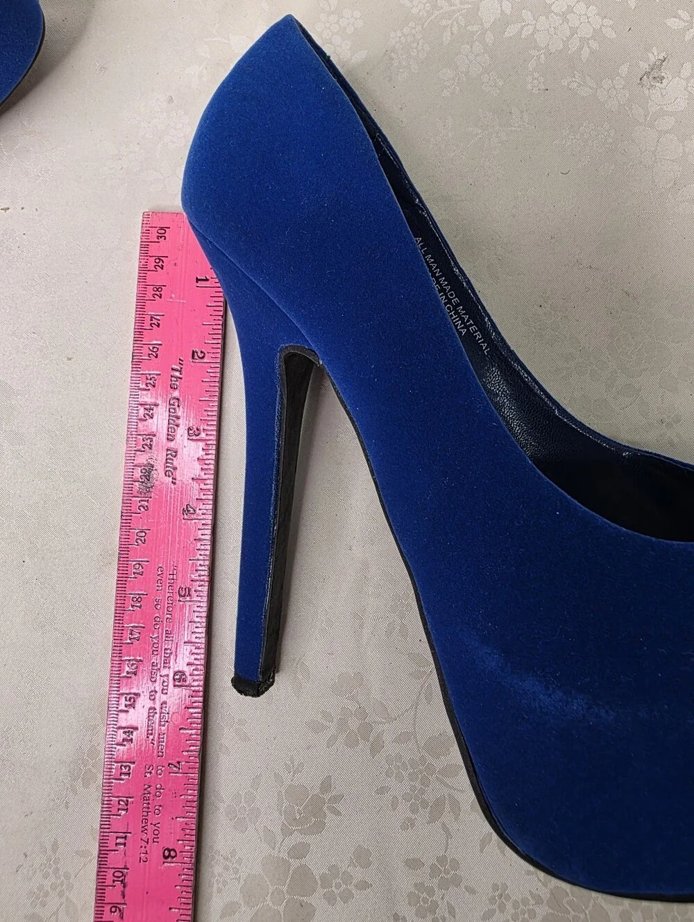 Wild Rose Royal Blue Velvet High Heel Platform Pumps Size 7.5 Stiletto